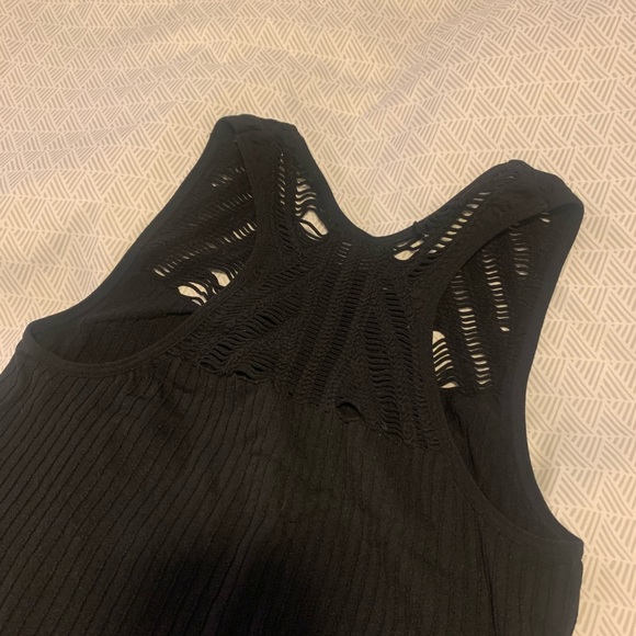 Express Distressed Ribbed Crop Top - Picture 6 of 6